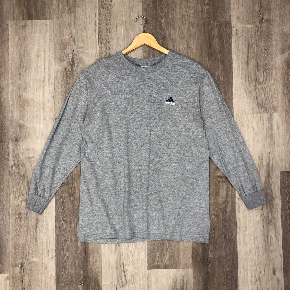 adidas Men's Grey Long Sleeve Tee with Small Logo